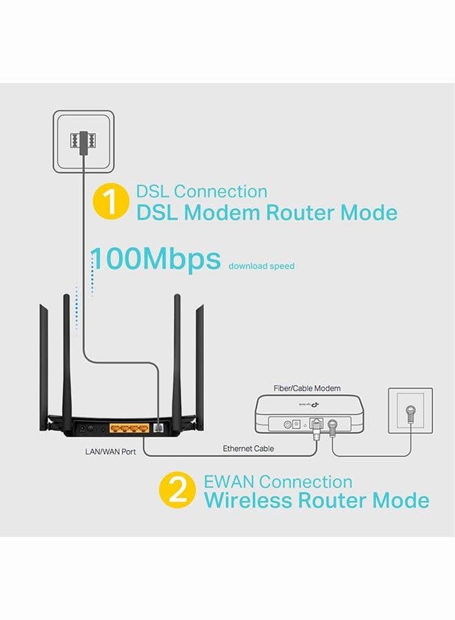 Archer VR300 AC1200 Wireless VDSL/ADSL Modem Router Black thumbnail 5