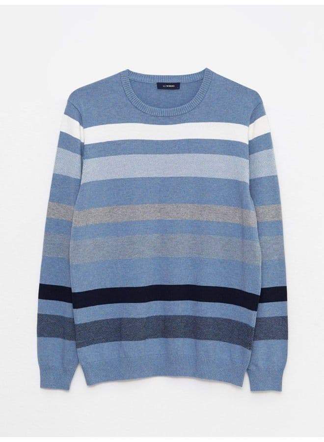 Crew Neck Long Sleeve Striped Men's Knitwear Sweater thumbnail 5