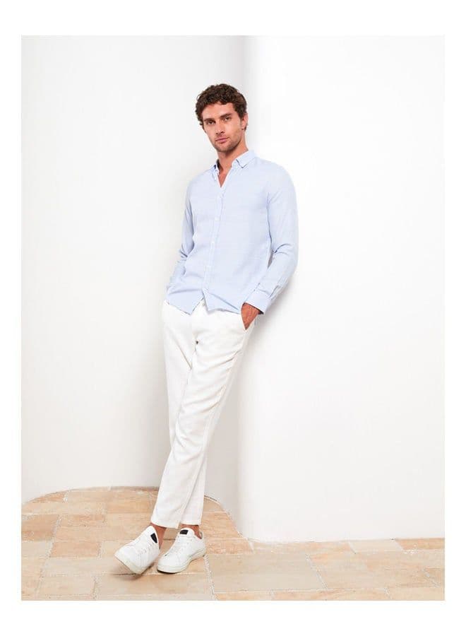 Slim Fit Long Sleeve Dobby Men's Shirt thumbnail 1