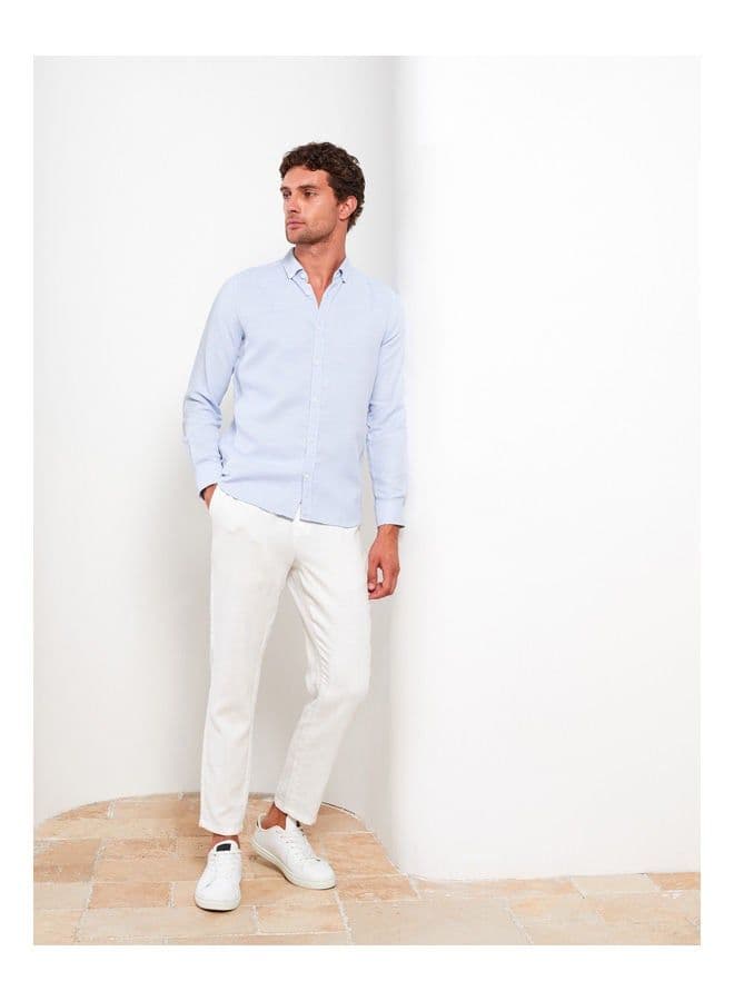 Slim Fit Long Sleeve Dobby Men's Shirt thumbnail 3