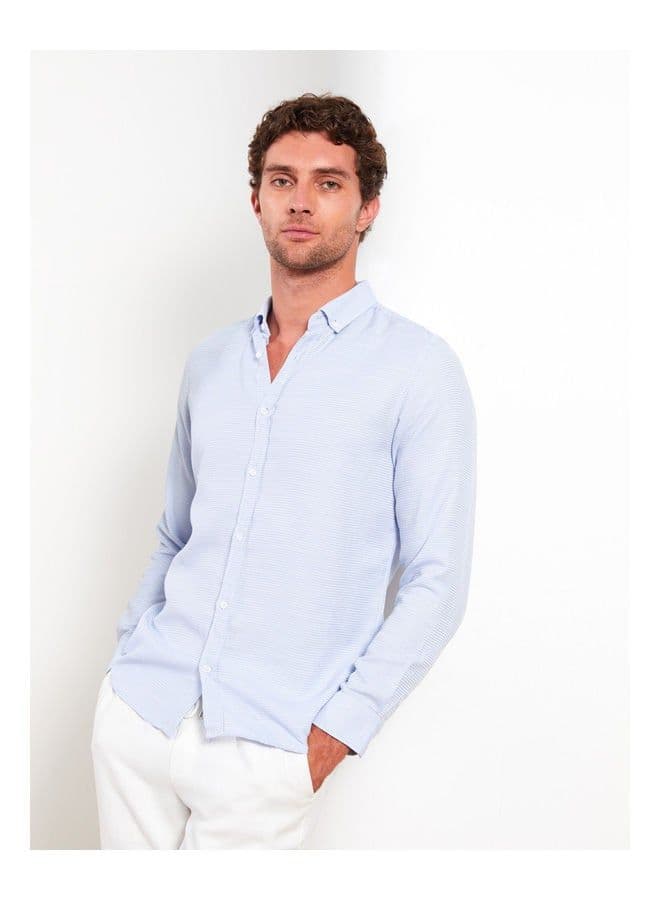 Slim Fit Long Sleeve Dobby Men's Shirt thumbnail 2