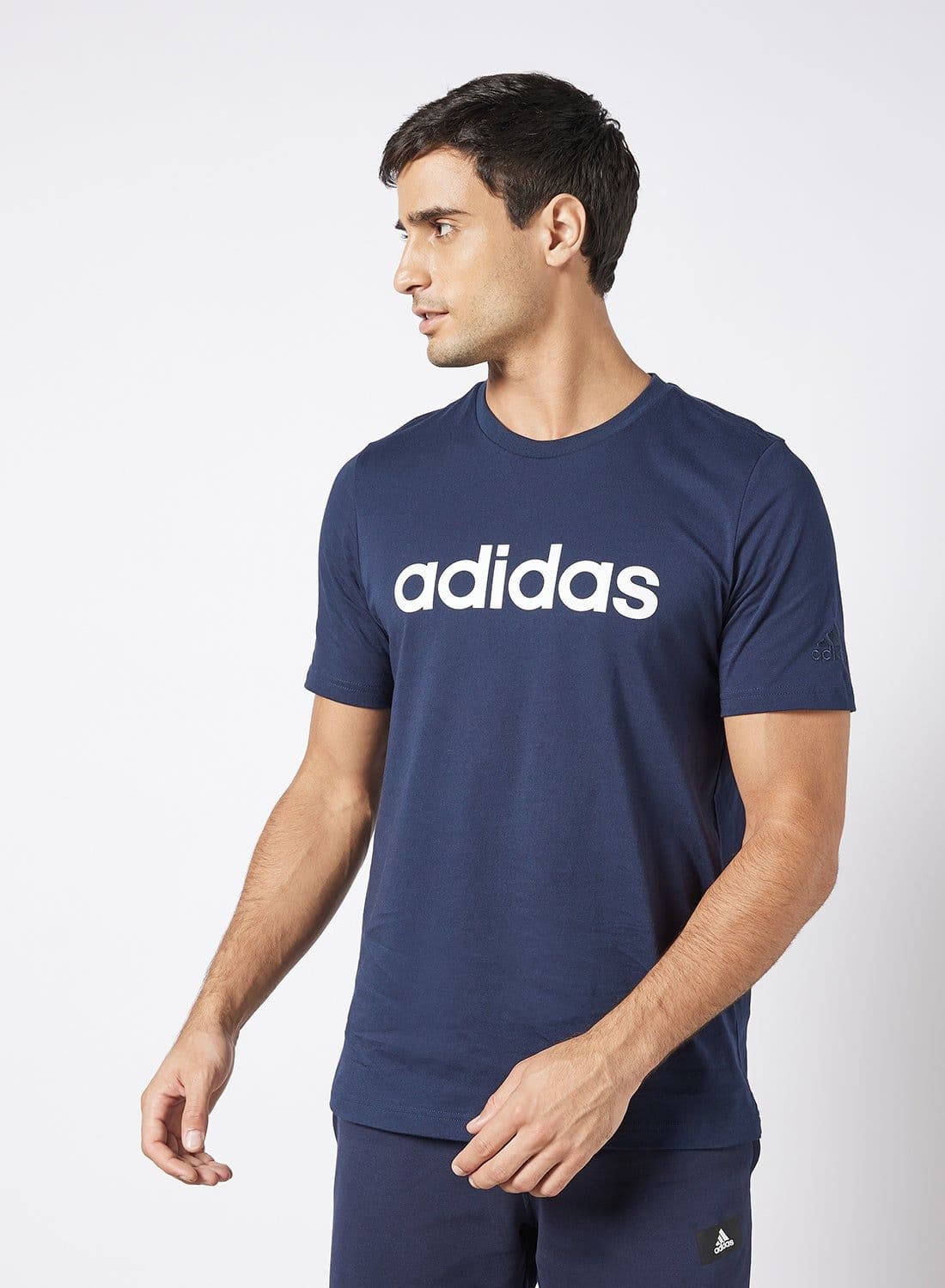 Essentials Embroidered Linear Logo T-Shirt Navy thumbnail 1