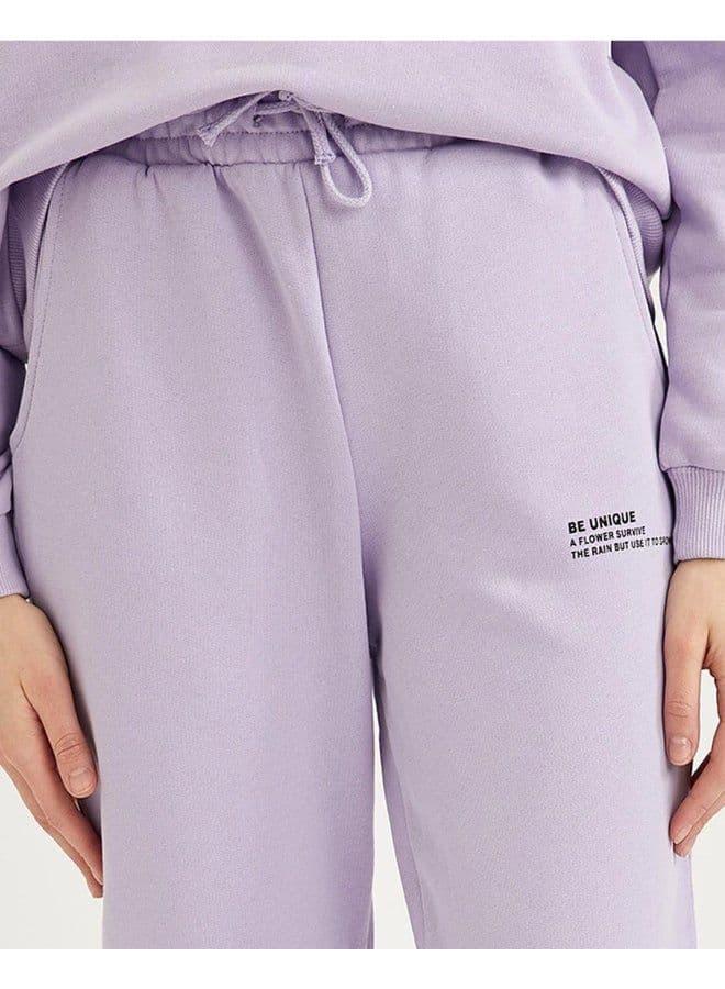 Relaxed Fit Knitted Joggers Lilac thumbnail 3